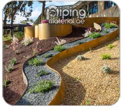 Corten steel lipped garden edging