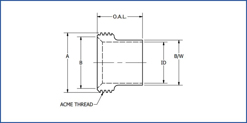Long Threaded Bevel Seat Ferrules Dimensions Long Threaded Bevel Seat Ferrules Dimensions
