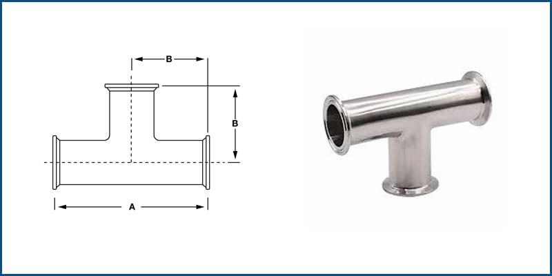 Sanitary Stainless Tri-Clamp Tee Dimensions