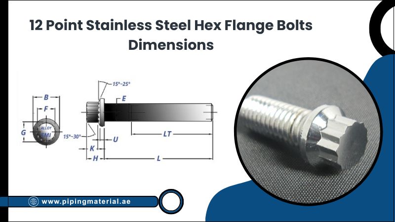 12 Point Stainless Steel Hex Flange Bolts Dimensions
