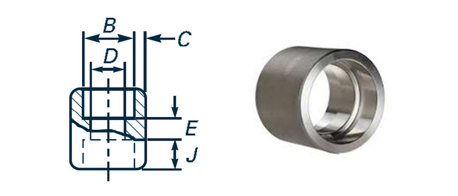ANSI B16.11 Socket Weld Class 9000 Coupling Dimensions
