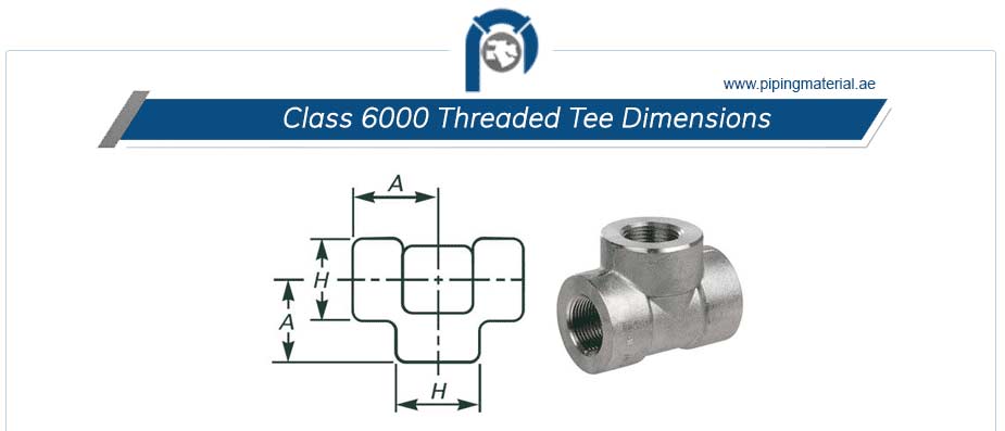 Class 6000 Threaded Tee Dimensions
