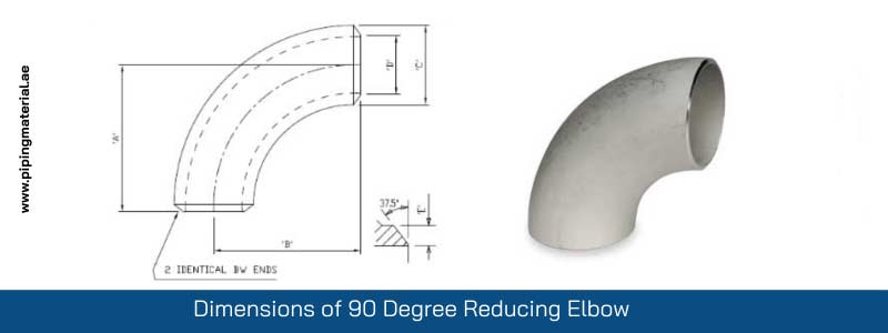Dimensions of 90 Degree Reducing Elbow