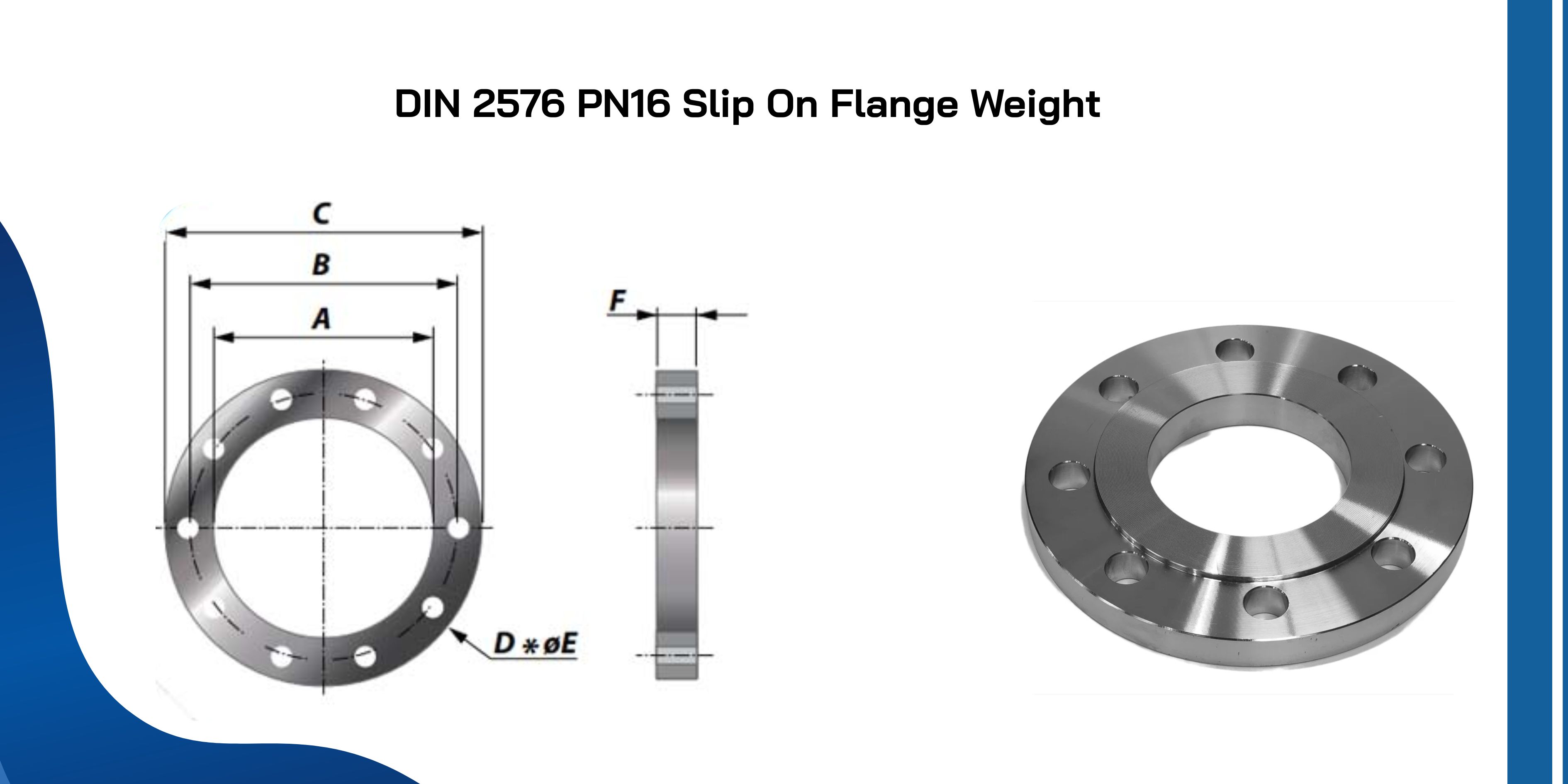 DIN 2576 PN16 Slip On Flange Weight Chart