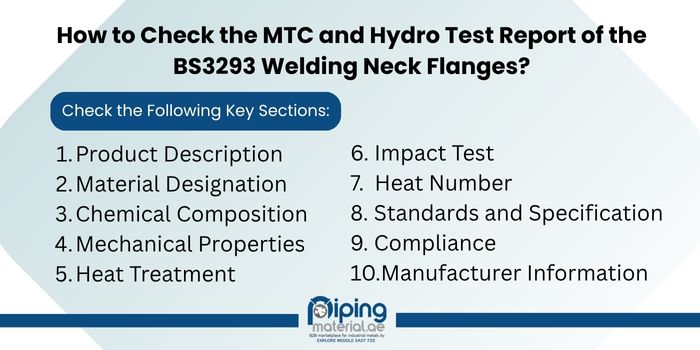 How to Check the MTC and Hydro Test Report of the BS3293 Welding Neck Flanges? How to Check the MTC and Hydro Test Report of the BS3293 Welding Neck Flanges?