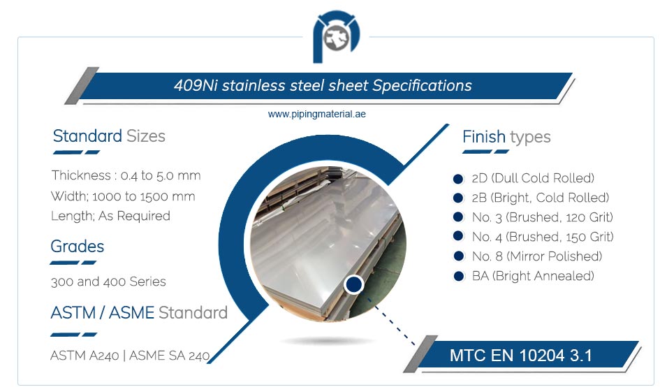 409Ni stainless steel sheet specification 409Ni stainless steel sheet specification