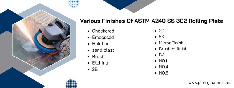 Various Finishes Of ASTM A240 SS 302 Rolling Plate