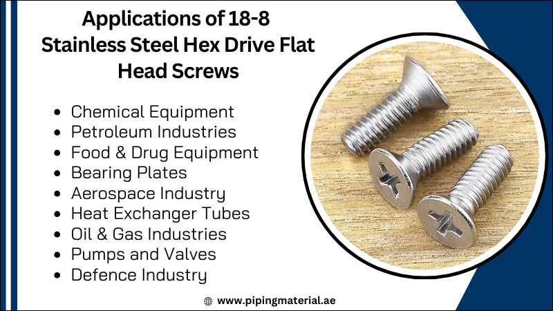 Applications of 18-8 Stainless Steel Hex Drive Flat Head Screws Applications of 18-8 Stainless Steel Hex Drive Flat Head Screws