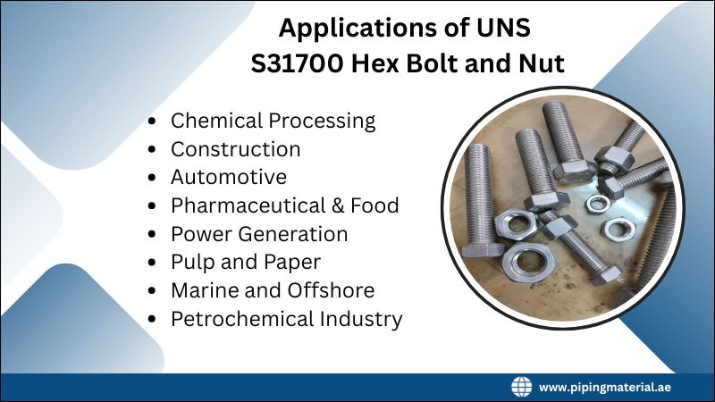 Applications of UNS S31700 Hex Bolt and Nut Applications of UNS S31700 Hex Bolt and Nut
