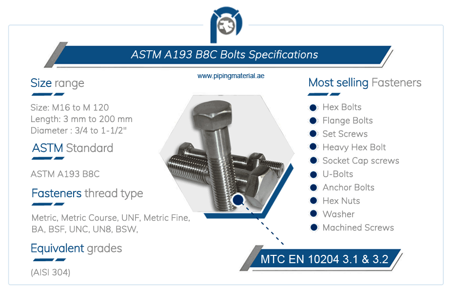 ASTM A193 B8c Bolts Specifications
