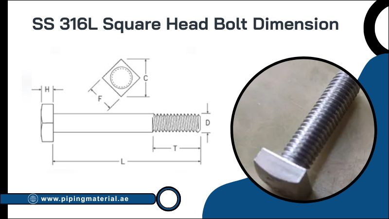 SS 316L Square Head Bolt Dimension
