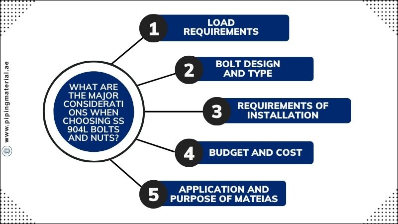 What Are the Major Considerations When Choosing SS 904L Bolts and Nuts? What Are the Major Considerations When Choosing SS 904L Bolts and Nuts?