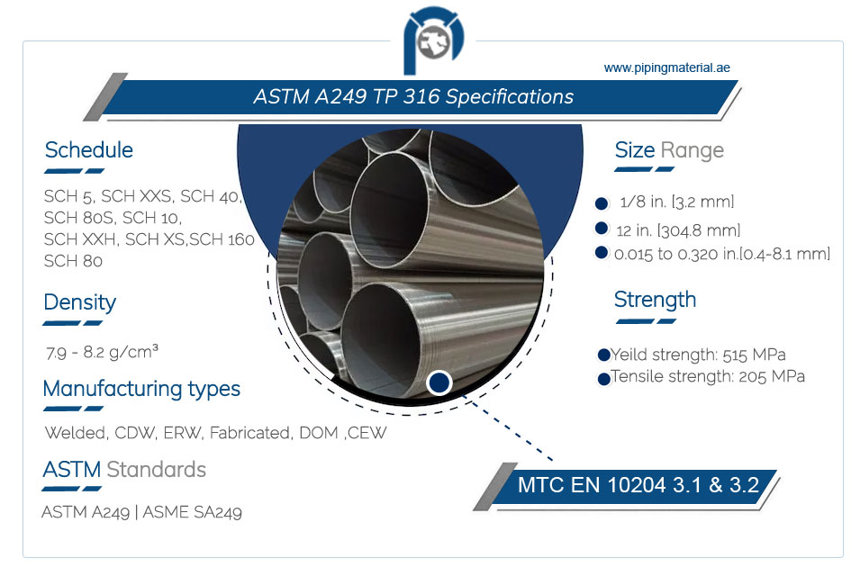 ASTM A249 TP316 Welded Tube specification