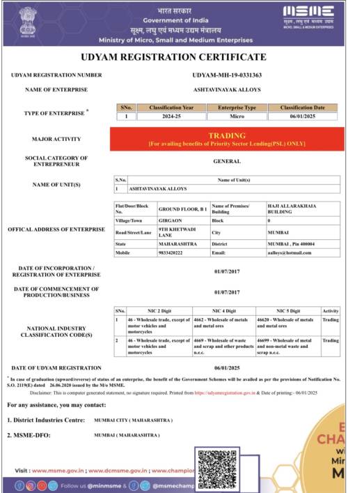 Udyam Registration Certificate