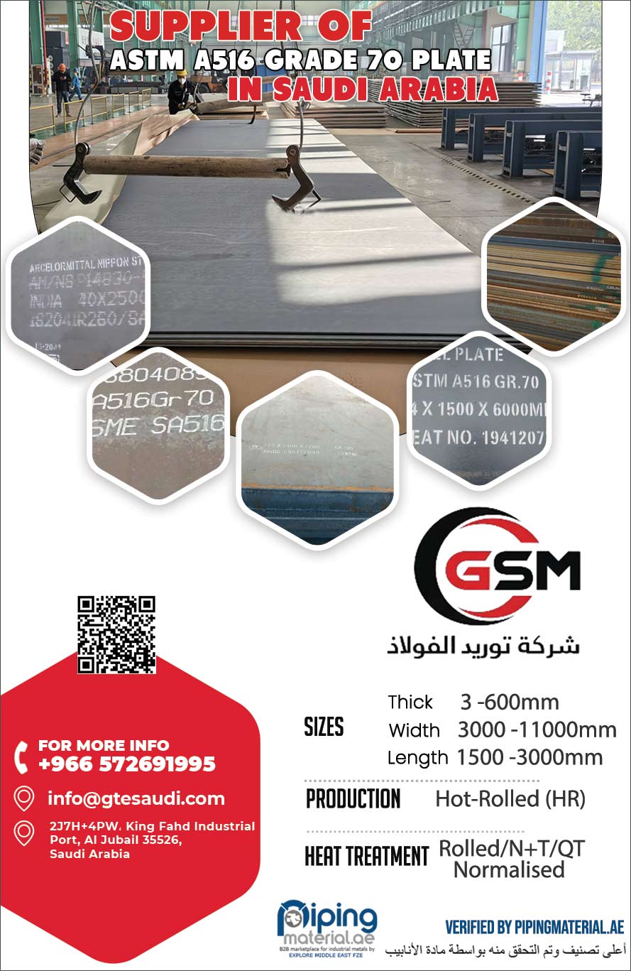 ASTM A516 Grade 70 Plate Supplier in Saudi Arabia