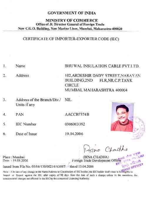 Certificate of Importer-Exporter Certificate of Importer-Exporter