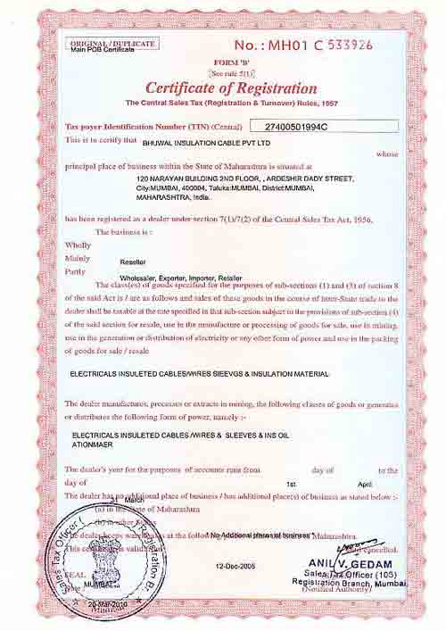 Certificate of Registration Certificate of Registration