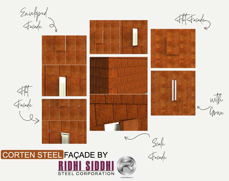 Corten steel facade panels
