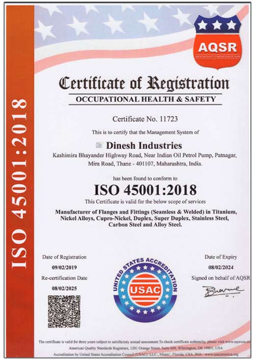 ISO 45001:2018 Certificate