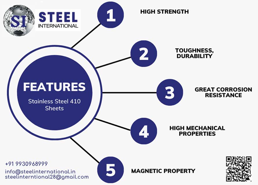 Features of Stainless steel 410 Sheets Features of Stainless steel 410 Sheets