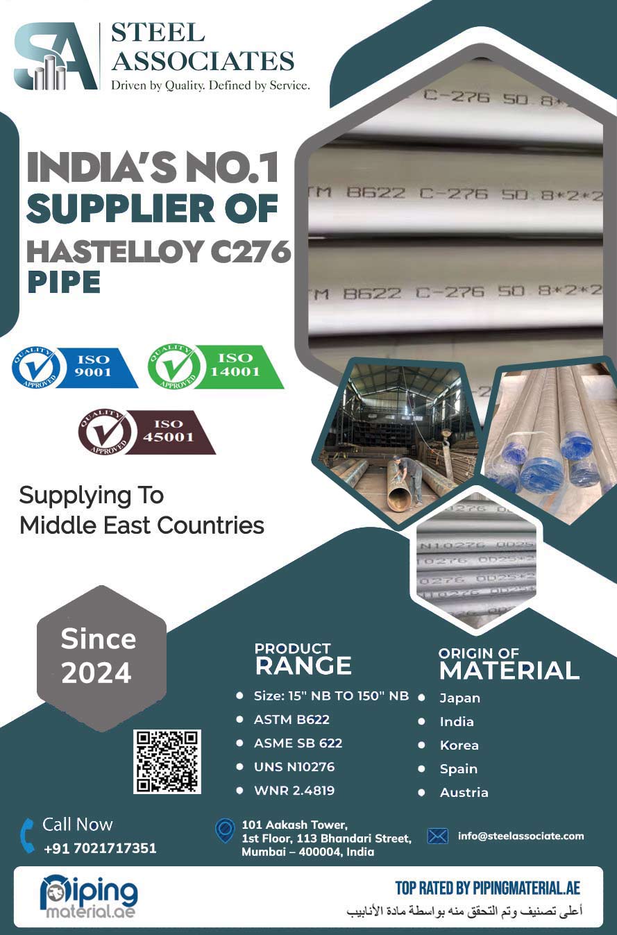 Hastelloy C276 Pipe Supplier in India Hastelloy C276 Pipe Supplier in India