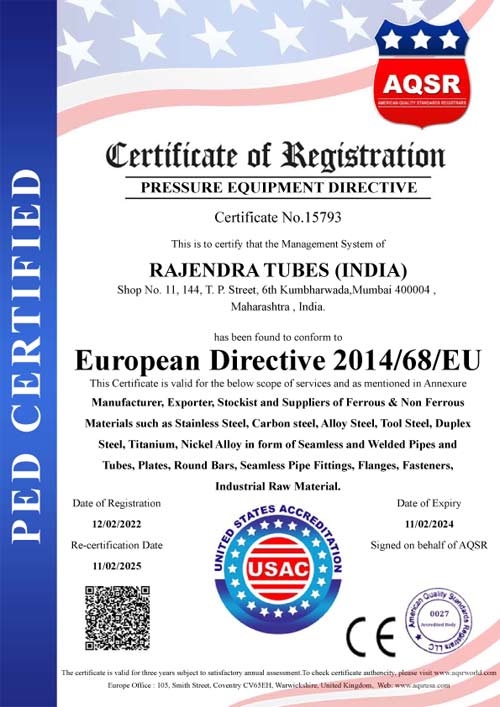 PED Certificate PED Certificate