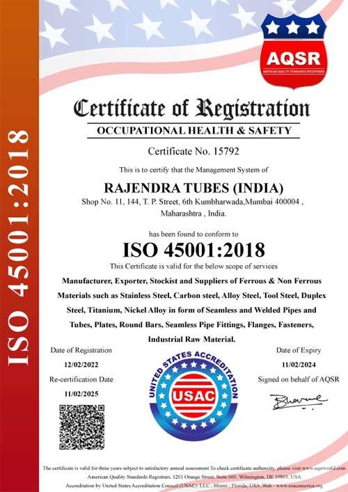 ISO 45001:2018 Certificate ISO 45001:2018 Certificate