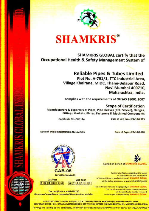 ISO 18001:2007 Certificate ISO 18001:2007 Certificate