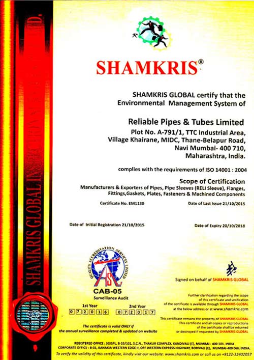 ISO 14001:2004 Certificate ISO 14001:2004 Certificate