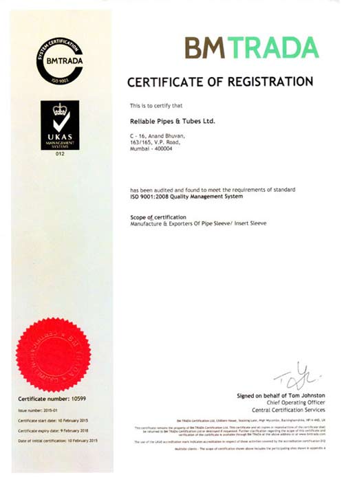 ISO 9001:2008 Certificate ISO 9001:2008 Certificate
