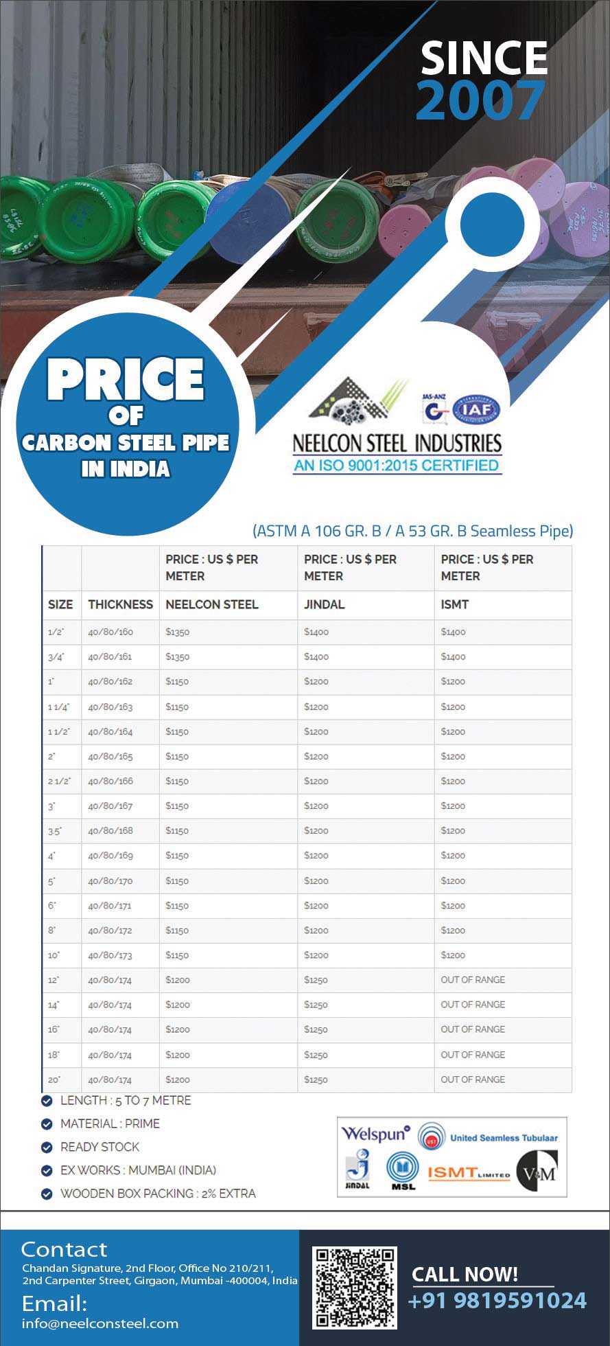 Stainless Steel 310 Seamless Pipe Price in India Stainless Steel 310 Seamless Pipe Price in India