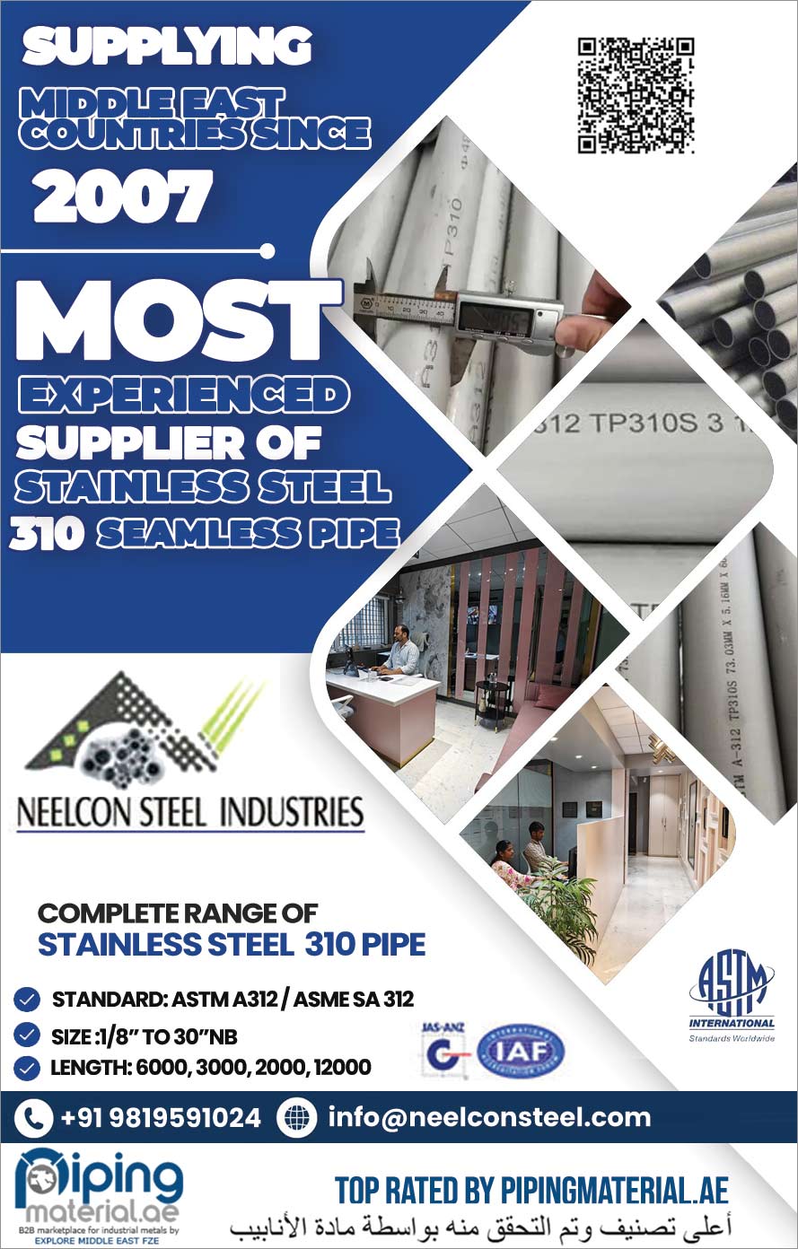 Stainless Steel 310 Seamless Pipe Supplier in India Stainless Steel 310 Seamless Pipe Supplier in India