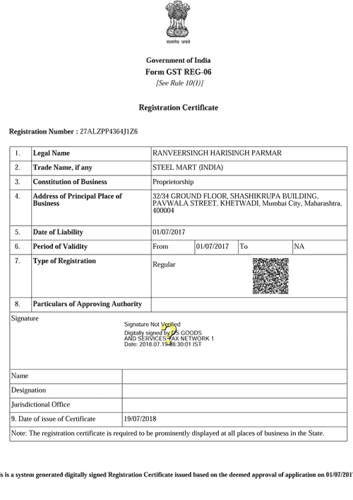 GST Certificate
