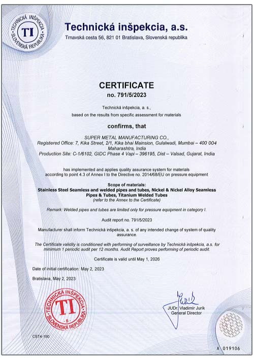 PED Certificate