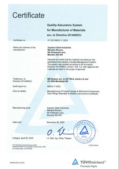 Quality Assurance Certificate