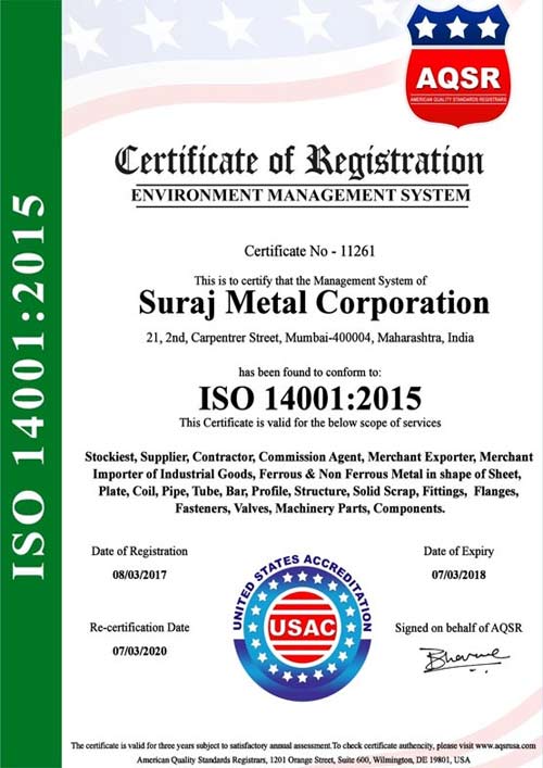 ISO 14001:2015 Certificate ISO 14001:2015 Certificate
