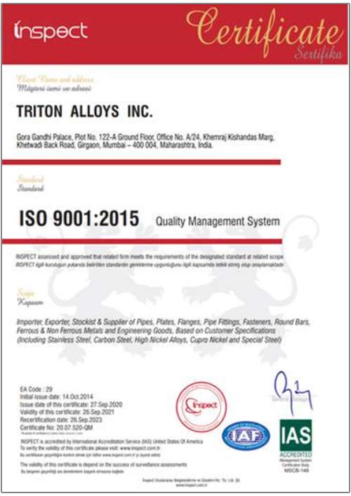 Quality Assurance Certificate