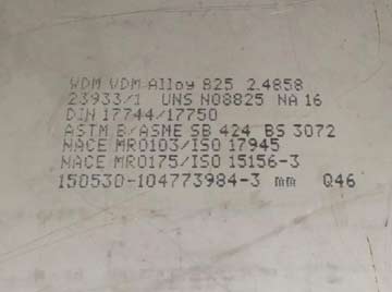 VDM Alloy 825 Plate